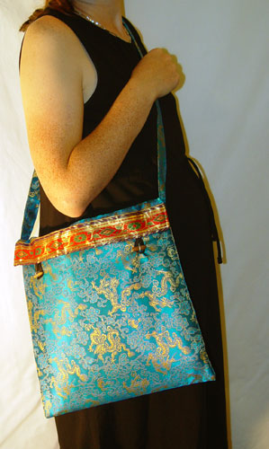 faux silk brocade tote bag, free with each shawl; available in a variety of colors