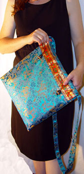 Faux silk tote bag, included free with each shawl
