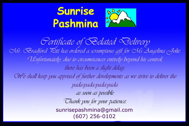 Certificate of Belated Delivery